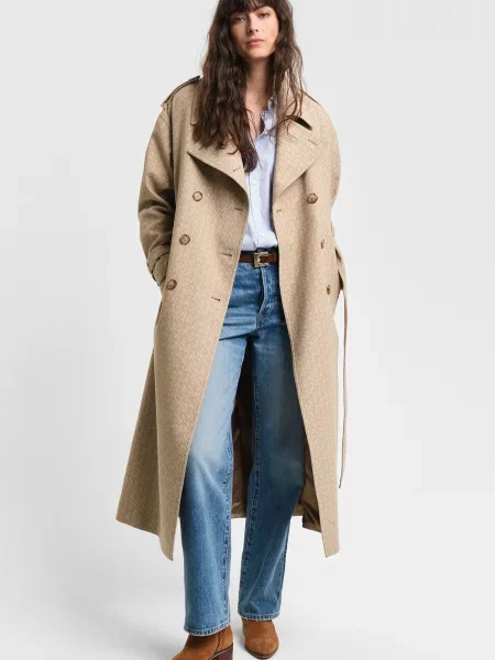 Жакардовий тренч Gant бежевий