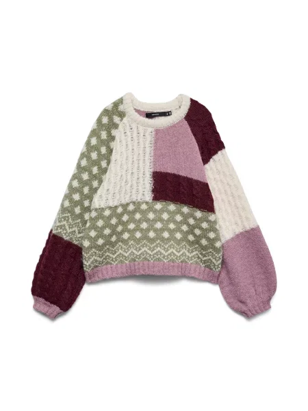 VERO MODA Pulover VMKRISTIN / verde / mov orhidee / mov zmeură bej