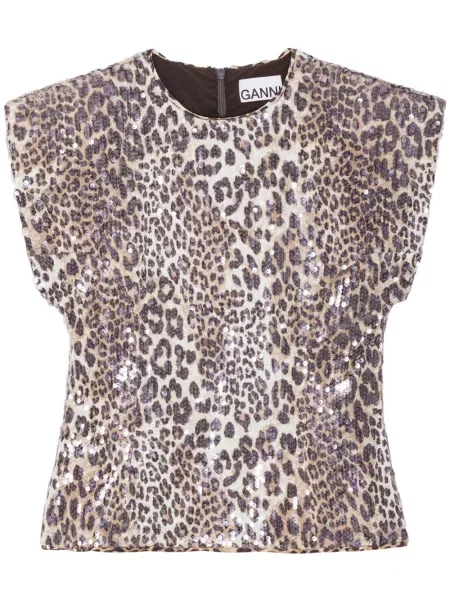 Bluză Ganni cu imagine cu model leopard