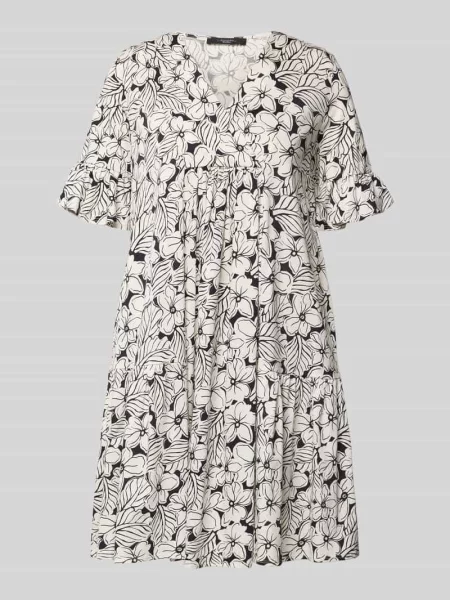 Sukienka kaftan o linii a z czystej bawełny model FUOCO' Weekend Max Mara czarna