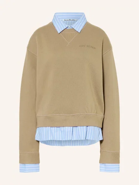 Acne Studios Bluza Z Mieszanki Materiałów beige biała