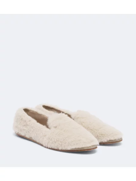 Pantofi loafer Max Mara din piele de oaie bej