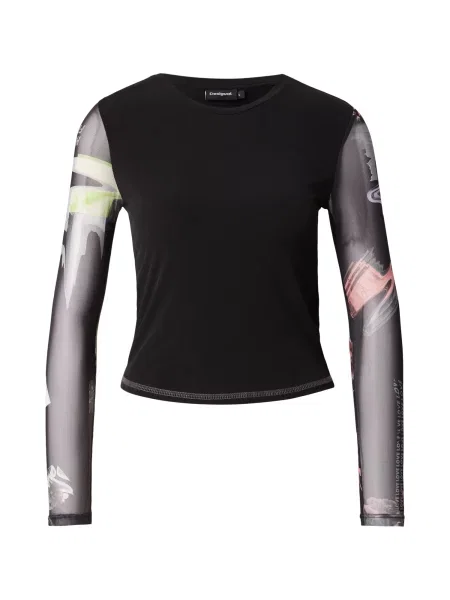 Desigual Tricou MARIANA verde deschis / negru alb