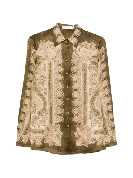 Cămașă Zimmermann cu model paisley verde