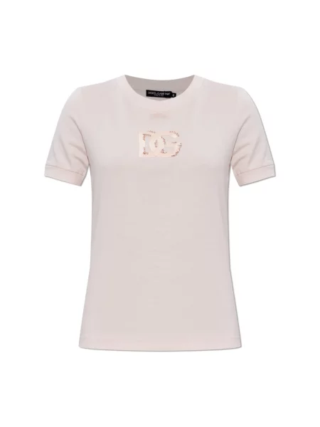 Koszulka Dolce And Gabbana z logo różowa