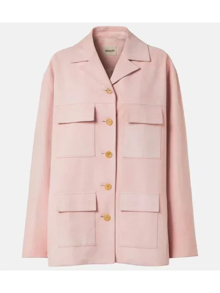 Geacă Khaite din piele de căprioară roz