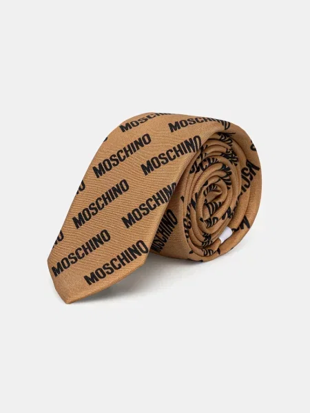 Копринена вратовръзка Moschino бежово