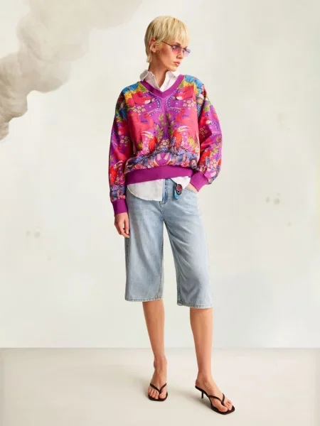 Суитчър Medicine с принт виолетово