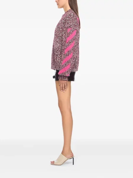 Pulover Off-white cu decolteu rotund alb