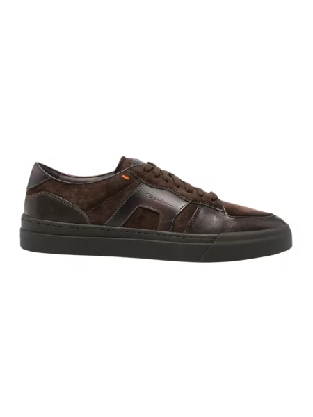 Sneakersy Santoni zamszowe brązowe