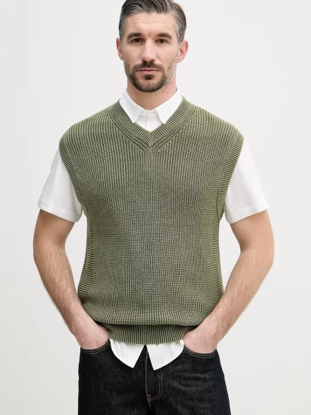 United Colors of Benetton kamizelka z bawełną zielona