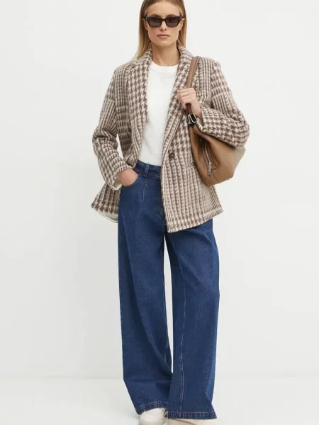 Вовняний піджак Forte Forte однобортний візерунок coat бежевий