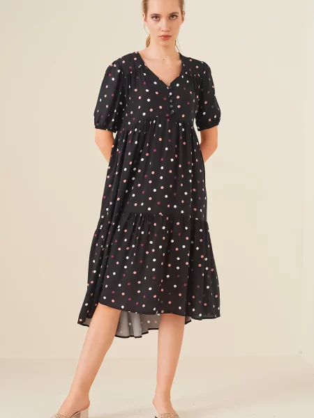 Sukienka jeansowa Bigdart z dekoltem w serek czarna