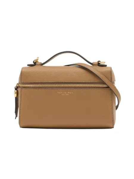 Torebka crossbody Tory Burch skórzana biznesowa brązowa