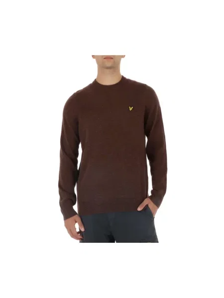 Sweter Lyle & Scott wełniany z długim rękawem brązowy