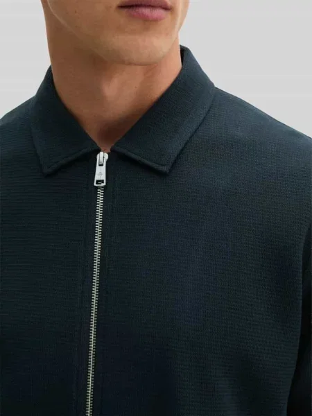 Bluza rozpinana o kroju regular fit z czystej bawełny z zamkiem błyskawicznym dwustronnym Marc O'polo granatowa