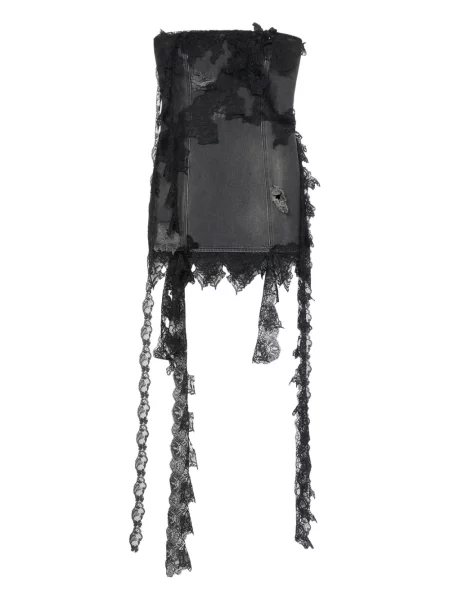 Rochie din denim Blumarine din dantelă de costum gri