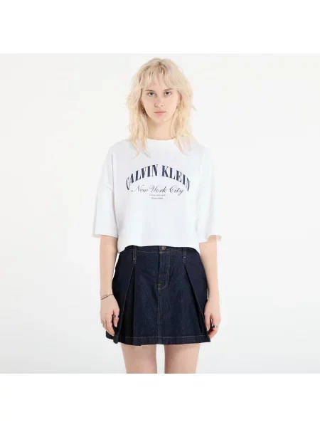 Tricou Calvin Klein Jeans Ss Cropped Boxy Heri Tee White S alb
