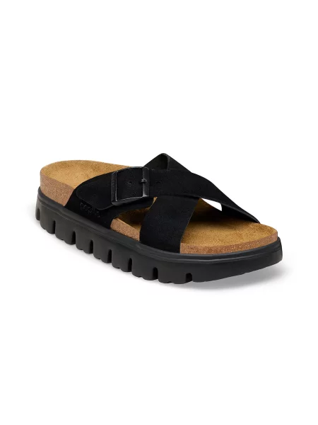 Birkenstock Siena PAP Chunky Suede Leather Narrow Fit Black Kobiety Sandały Birkenstock Size: czarny