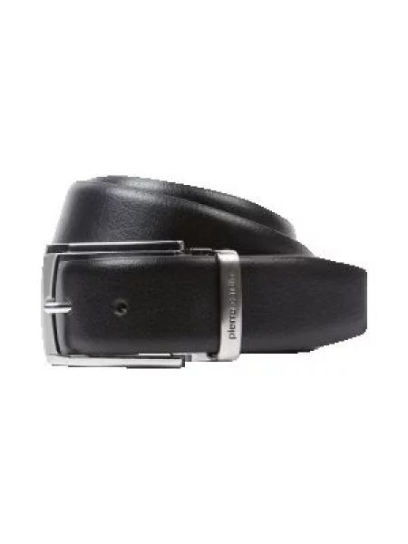 Skórzany ze sprzączką Pierre Cardin czarny