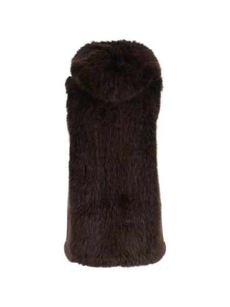 Vestă Uncommon cu glugă cu blană maro