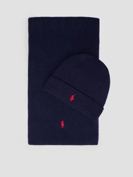 Szal Polo Ralph Lauren wełniana granatowa