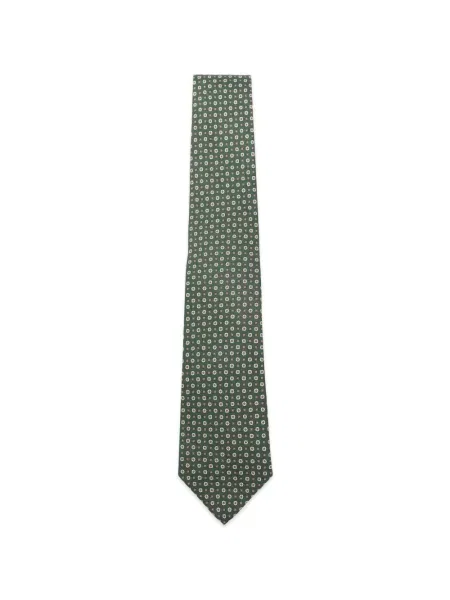 Cravată Kiton cu model floral cu imagine verde