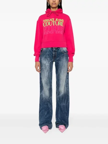 Džemperis Versace Jeans Couture apkarpytas rožinė