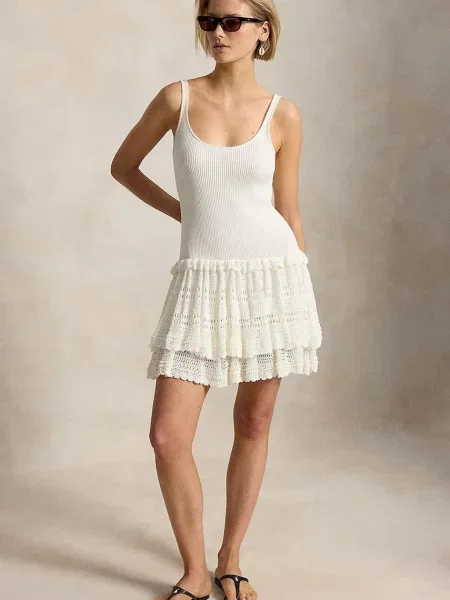 Polo Ralph Lauren sukienka letnia z wiskozą biała