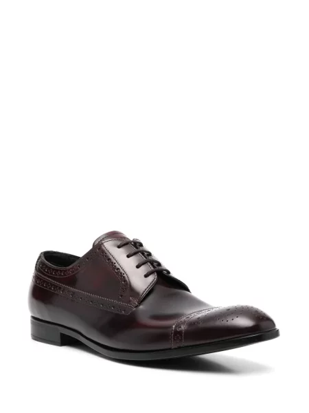 Iš natūralios odos brogue batai Emporio Armani su raišteliais raudona