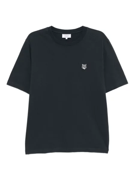 Tričko Maison Kitsuné s výšivkou modré