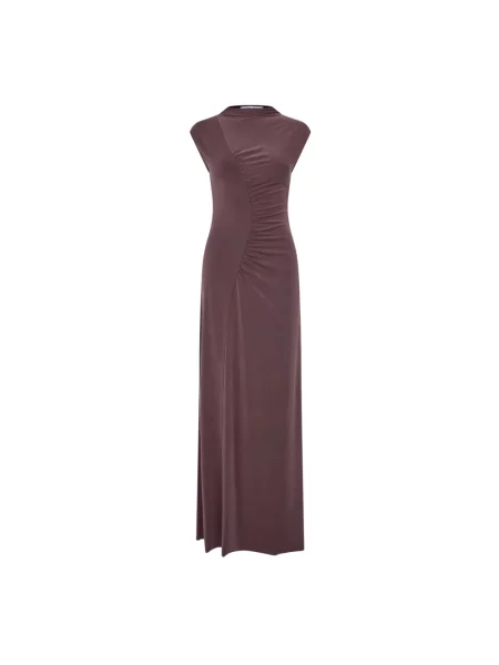 Sukienka midi Samsoe Samsoe z krótkim rękawem z dżerseju brązowa