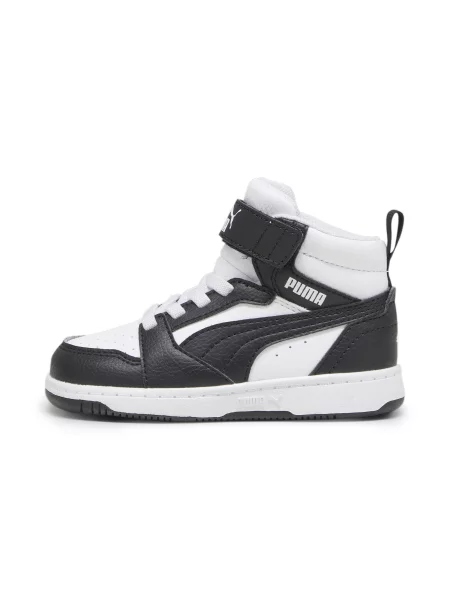 PUMA Rebound V6 Mid Toddlers Sneakers Buty Biały/Czarny/Shadow Szary 19 białe