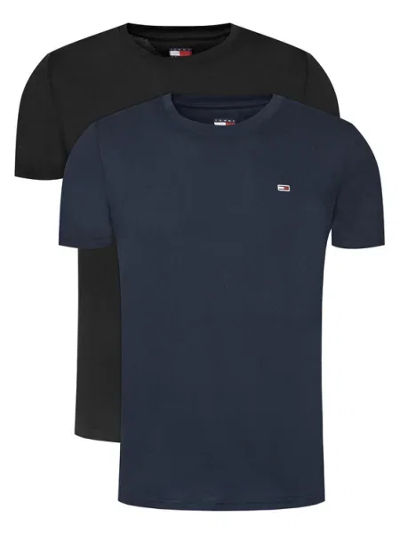 Тениска Tommy Jeans 2 броя с изчистен дизайн черно