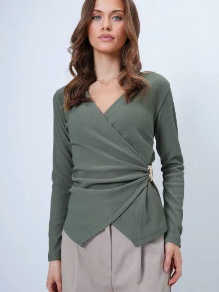 Trend Alaçatı Stili Bluză verde