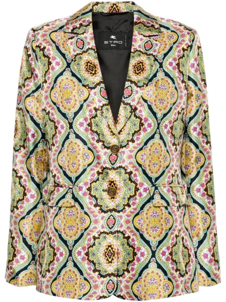 Sacou Etro de mătase cu model floral cu imagine verde