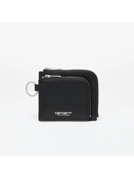 Carhartt WIP portofel de piele Double Vegas Zip Wallet negru