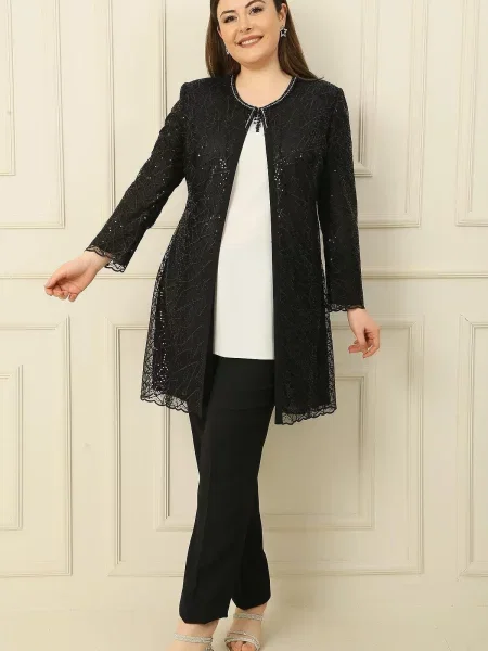 Блуза By Saygı бродирана без ръкави от тюл черно