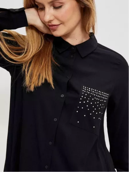 Cămașă Moodo cu strasuri negru