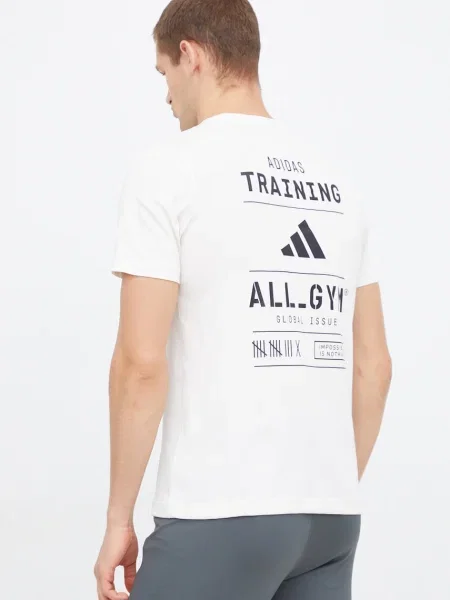 Tréninkové tričko adidas Performance s potiskem béžová