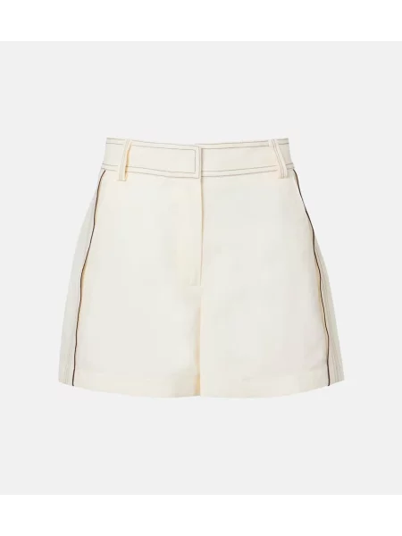 Pantaloni scurți Tory Burch cu talie înaltă alb