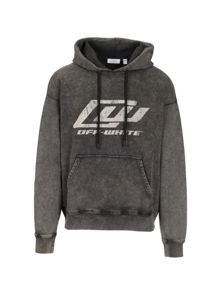 Hanorac cu glugă Off-white cu autograf alb