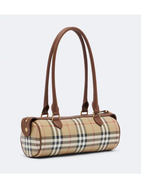 Geantă Burberry în carouri maro