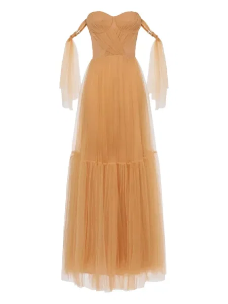 Rochie maxi Elisabetta Franchi din tul plisată de costum