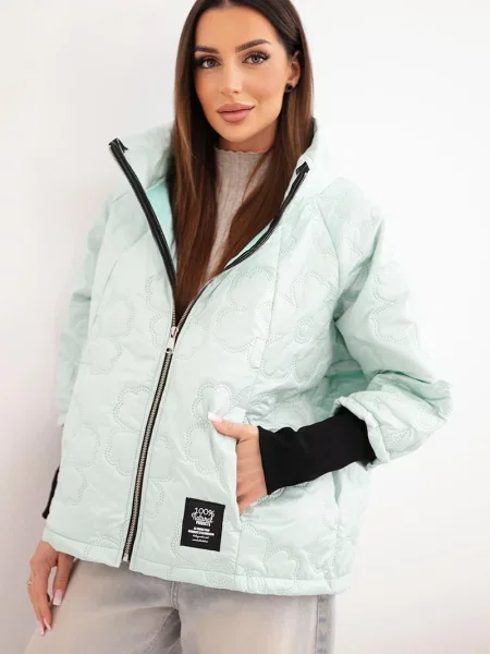 Geacă Kesi Włoski cu model floral matlasată negru