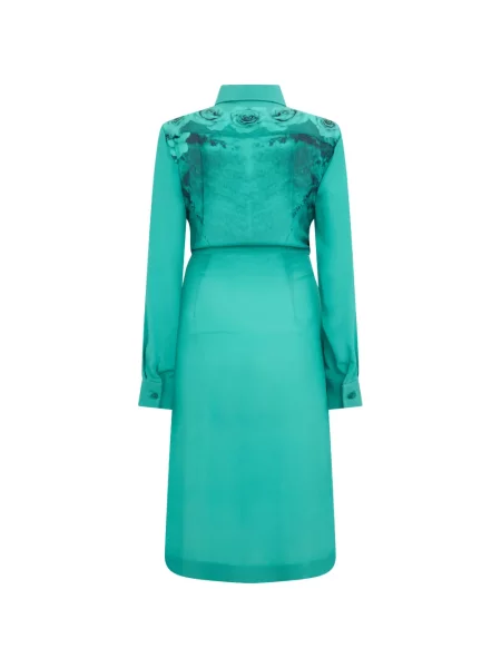 Rochie tip cămașă Alberta Ferretti cu imagine albastru