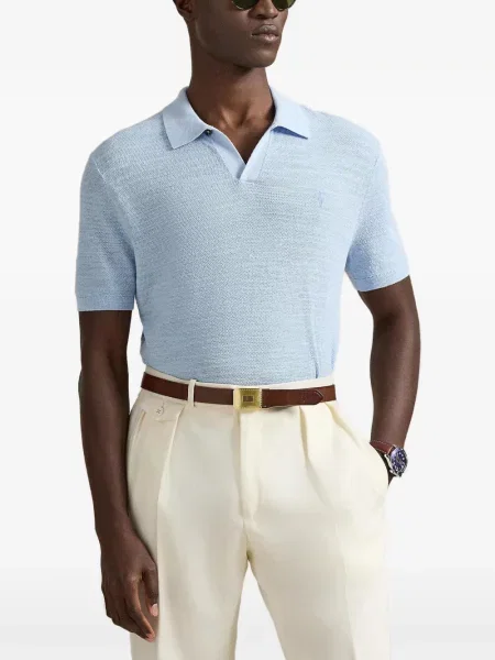 Megztos polo marškinėliai Polo Ralph Lauren mėlyna