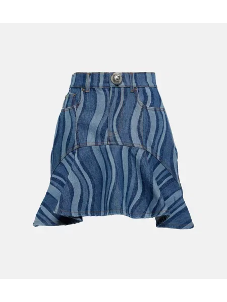 Spódnica jeansowa Area z falbankami niebieska