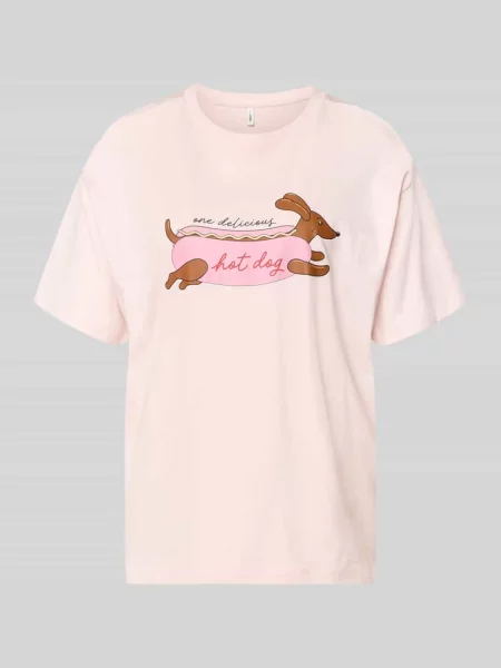 T-shirt z czystej bawełny krój regular fit model VIVVI' Only różowa