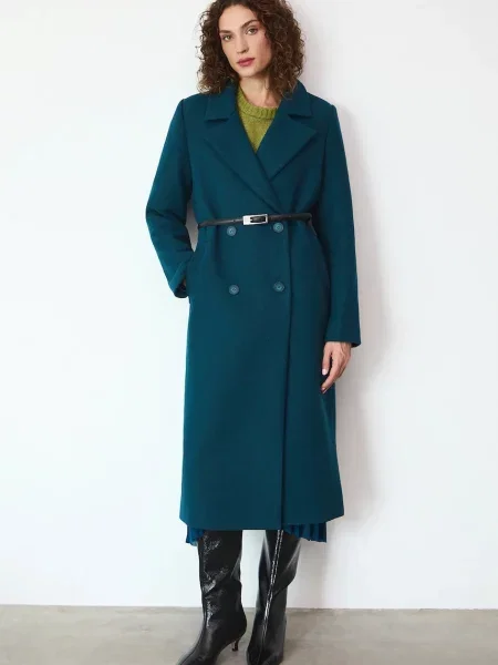 Medicine płaszcz z domieszką wełny zielony